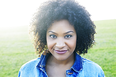 Portrait of serious mixed race woman