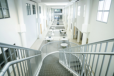 Staircase to empty lobby