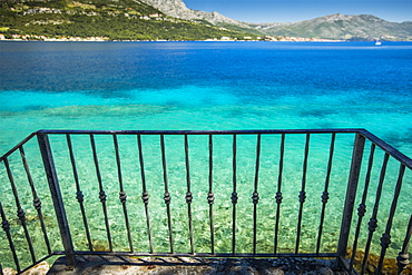 Balcony overlooking tranquil ocean