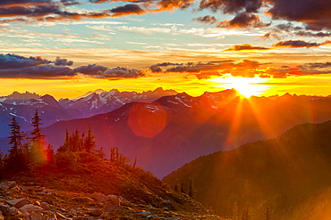 Mountain landscape at sunset