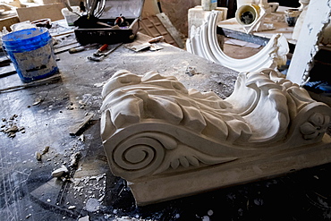 Ornate sculpture in art studio