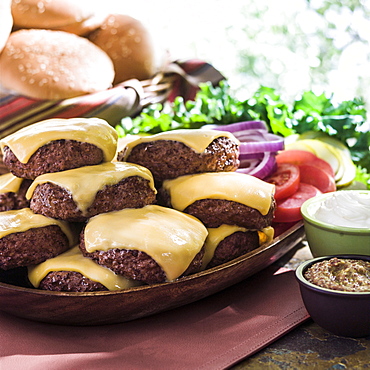 Plate of cheeseburgers