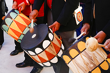 Drummers playing traditional drums