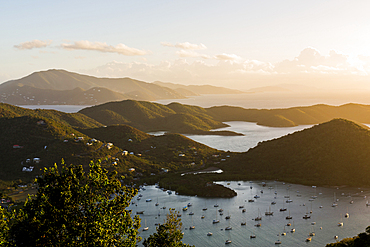 Aerial view of sailboats in Sanders Bay, Charlotte Amalie, Saint John, United States Virgin Islands