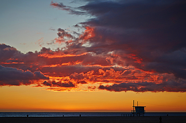 Clouds illuminated in colorful sunset sky