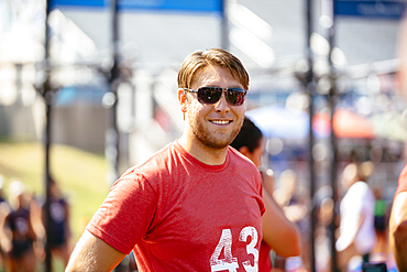 Portrait of smiling Caucasian man outdoors