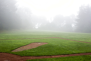 Fog over baseball field