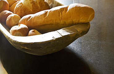 Fresh Baked Bread in Wood bowl