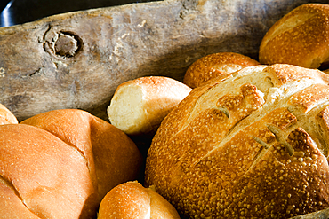 Freshly Baked Bread in Wood Bowl