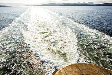 Wake from boat in water