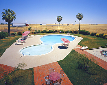 Motel swimming pool near freeway