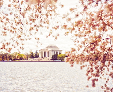 Distant Jefferson Memorial, Washington, District of Columbia, United States,