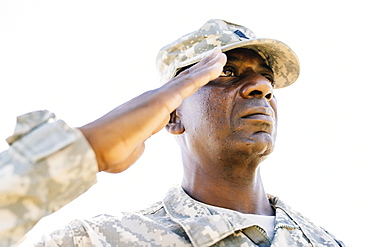 Black soldier saluting