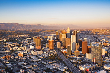 Aerial view of Los Angeles cityscape, California, United States