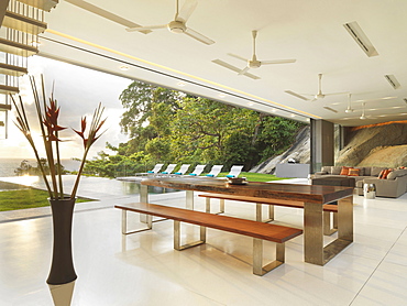 Open air dining room in modern home