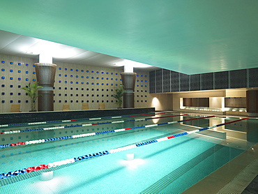 Large tile indoor swimming pool