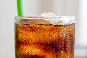 Close-up of glass of soda