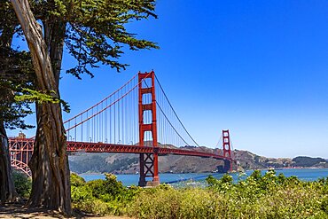 United States, California, San Francisco, Golden Gate Bridge on sunny day