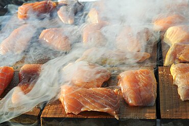 Salmon prepared for smoking