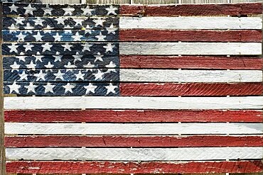 Painted rustic American flag