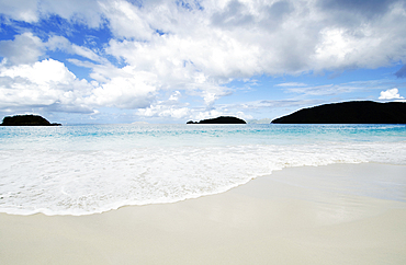 Sea wave on sandy beach at Cinnamon Bay,  Virgin Islands National Park