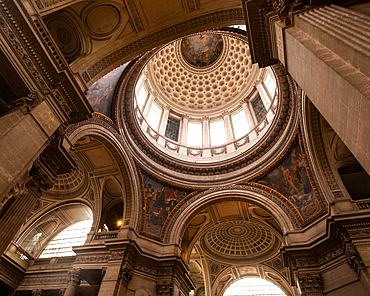 France, Paris, Low angle view of decorative dome in pantheon 