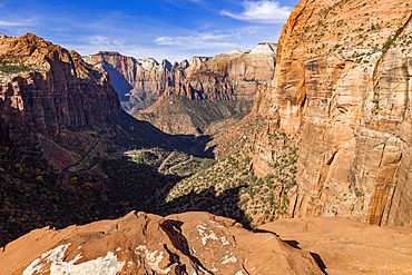 Zion Canyon rock formations seen from Zion Overlook