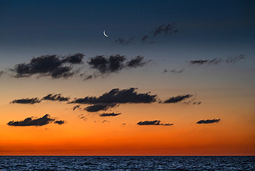 Atlantic Ocean rising crescent moon