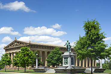 John W. Thomas statue and The Parthenon in Centennial Park