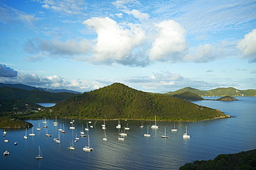 Sailboats anchored on Coral Bay
