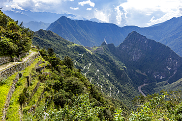 View from Sun Gate to Machu Picchu ruins