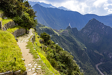 View from Sun Gate to Machu Picchu ruins