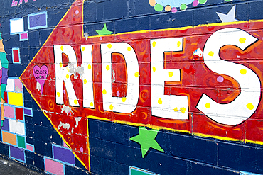 Rides arrow sign Coney Island