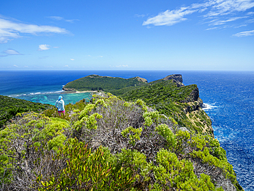 Woman hiking on Lord Howe Island, Lord Howe Island, New South Wales, Australia
