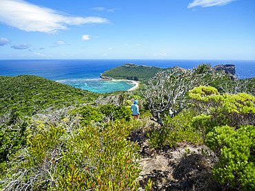 Woman hiking on Lord Howe Island, Lord Howe Island, New South Wales, Australia