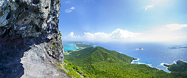 Panoramic view of Lord Howe Island from Goathouse Cave, Lord Howe Island, New South Wales, Australia