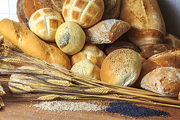 Pile of typical Italian bread, Lombardy, Italy, Europe