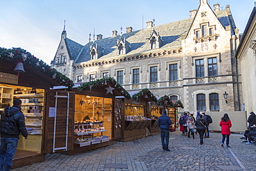 Tourists at the Christmas markets, Prague, Czech Republic, Europe