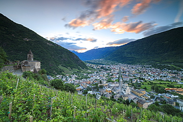 Ancient Xenodochio of Santa Perpetua on hills above the town of Tirano, province of Sondrio, Valtellina, Lombardy, Italy, Europe