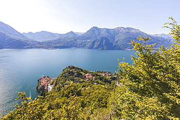 Castello di Vezio above the village of Varenna, Lake Como, province of Lecco, Italian Lakes, Lombardy, Italy, Europe