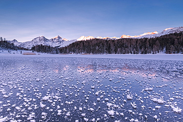 Ice crystals, Lej da Staz, St. Moritz, Engadine, Canton of Graubunden (Grisons), Switzerland, Europe