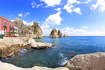 Panoramic of Tonnara di Scopello, Castellammare del Golfo, province of Trapani, Sicily, Italy, Mediterranean, Europe