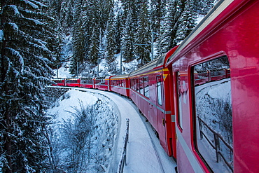 The Albula-Bernina railway, UNESCO World Heritage Site, a link between Switzerland and Italy, Switzerland, Europe