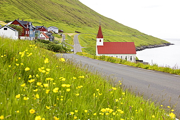 Traditional village of Husar, Kalsoy Island, Faroe Islands, Denmark, Europe