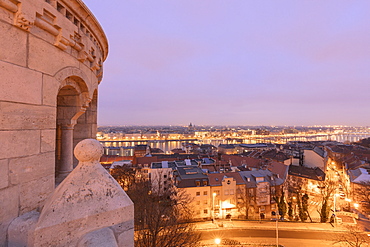 City at sunset seen from Fisherman's Bastion, Budapest, Hungary, Europe