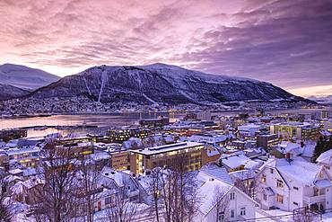 The city of Troms at sunrise, Norway, Scandinavia, Europe