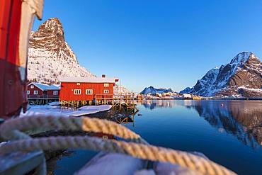 Traditional fisherman's huts (Rorbu), Reine Bay, Lofoten Islands, Nordland, Norway, Europe