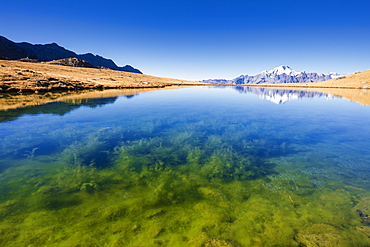 Clear water of lakes of Campagneda with Monte Disgrazia in background, Valmalenco, Valtellina, Sondrio province, Lombardy, Italy, Europe