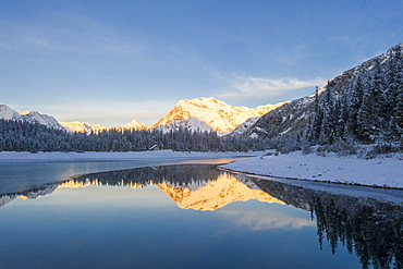 Lake Palu during winter in Malenco Valley, Italy, Europe