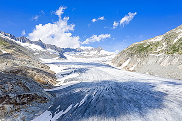 Ice tongue of Rhone Glacier in summer, Gletsch, Canton of Valais, Switzerland, Europe